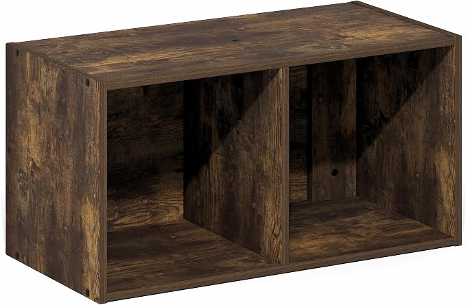 Furinno FANO 2-Cube Floating Shelves for Wall, Standing Bookshelf, Horizontal or Vertical, for Living Room, Study Room, Amber Pine
