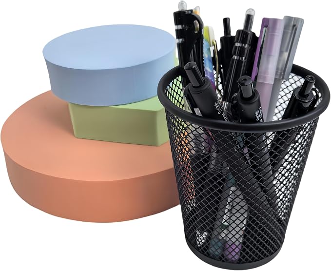 Fengtaiyuan Metal Mesh Pen Holder, 6-Pack, Wire Mesh Desk Organizer, Multifunctional Pen Cup for Office, Home, School, Rust-Resistant & Sturdy Desk Accessory (T16)