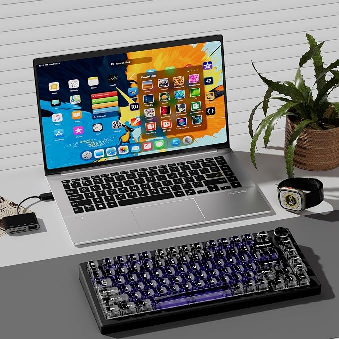 dagaladoo Clear keycaps,Transparent Keyboard keycaps,Jelly Key caps Set,Shine Through keycap,MDA Profile Keyboard caps for Mx Switches Mechanical Keyboard (Purple and Grey)