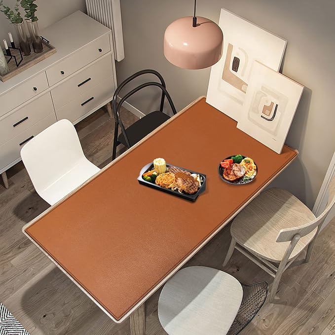 ZORESYN Conference Table Pads (70.9" x 31.5") - PU Leather Extended Large Mouse pad Office Desk Mat - Nonslip Base and Waterproof Desktop Writing Pad Mouse Mat (Light Brown)