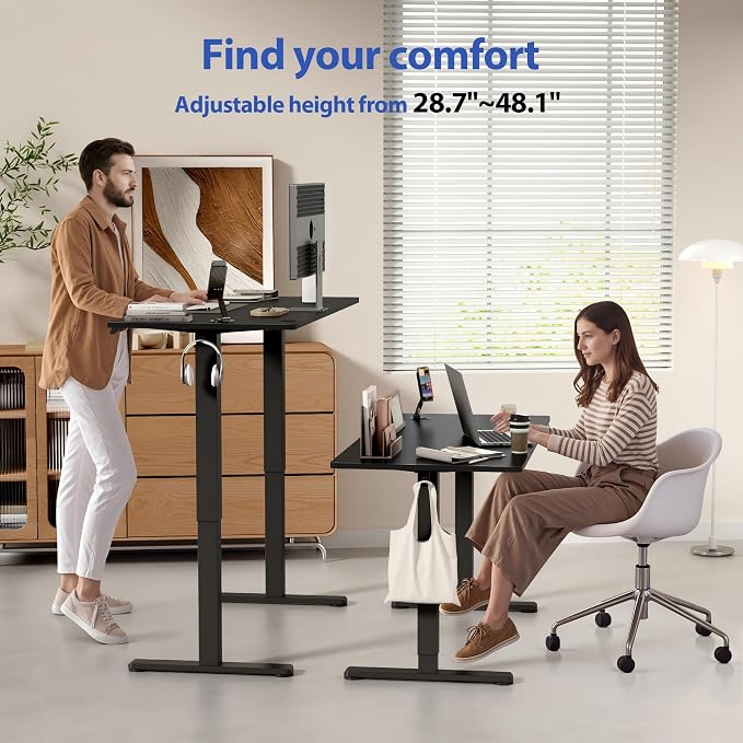 YESHOMY Height Adjustable Electric Standing Desk, 39 x 24 Inches Memory Home Office Sit Stand up Desk with Phone Holder and USB Charging Port, Black