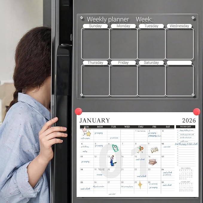 Yoment Desk Calendar Refill 2026-2027, Jan 2026-June 2027, Large 10"x16" Monthly Planner with to-do Lists 18 Months Calendar for Office School Home, Black