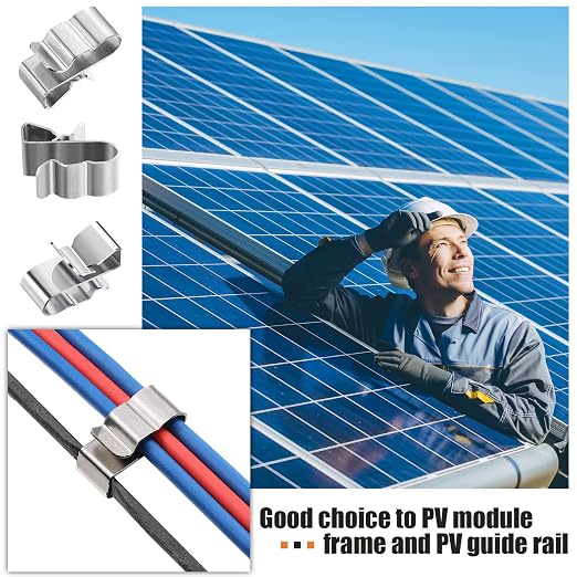 Zhengmy 50 Pcs Trailer Frame Wire Clips Stainless Steel Metal Cable Clips 22.5 mm/ 0.89 Inch Solar Panel Double Wire Clamps Trailer Clamps for PV Wiring Boat Cable