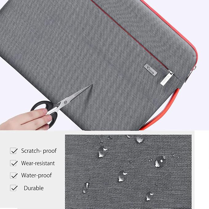 Voova Laptop Sleeve Case 14 15 Inch with Handle, 360° Protective Waterproof Slim Computer Bag Cover Compatible with MacBook Air 15 M2/M3/M4 2024-2025, MacBook Pro 14, Hp Chromebook 14, Grey