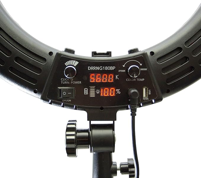 Dracast Halo Plus Series LED180 | 18" Dimmable LED Video Ring Light Kit with Phone Holder and Light Stand | Bi-Color 3200K-5600K | Remote Control | Zoom Video Conference Lighting, YouTube, Live Stream