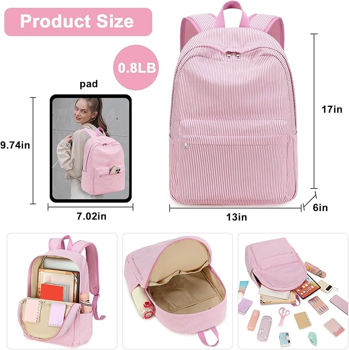 Bluboon Teen Girls School Backpack Kids Bookbag Set with Lunch Box Pencil Case Travel Laptop Backpack Casual Daypacks (Beige bow tie)