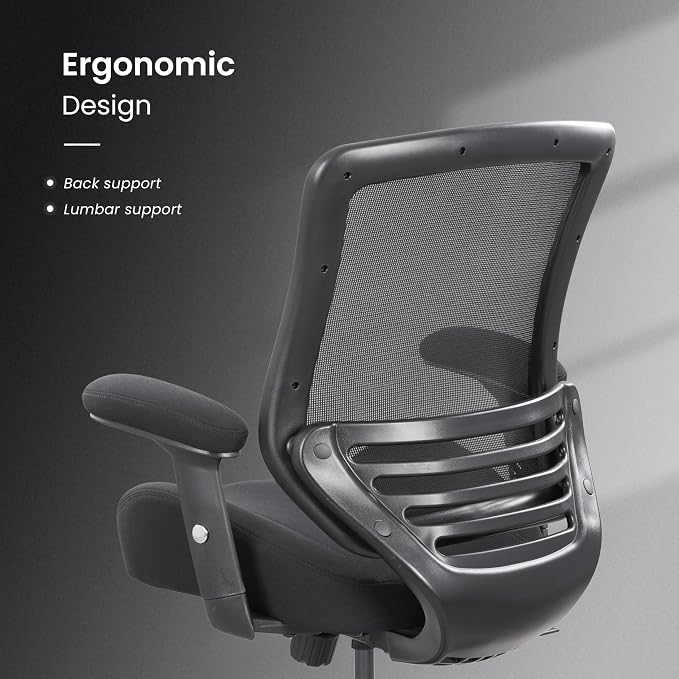 BOLISS Office Chair Mesh Ergonomic Super Soft Thick and Wide Cushion Computer Desk Chair Height Adjustable Arms and Lumbar Support Reduce Back Pain (Black)