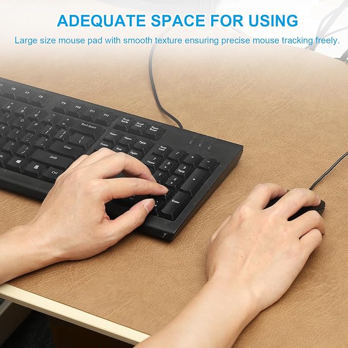 PATIKIL 35.4" x 17.7" Leather Desk Pad Protector, Large Dual-Sided Desk mat Waterproof PVC Leather Mouse Pad for Laptop Computer Writing Desk Table Gaming Home, Khaki