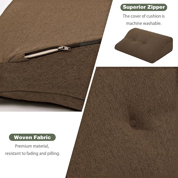 baibu Lumbar Support Pillow for Recliner, Large Memory Foam Dual-Layer Patent Design Back Support Cushion for Sofa & Gaming Chair, Ergonomic Lumbar Pillow with Machine Washable Cover, Brown