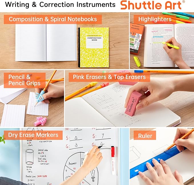 Shuttle Art 102 PCS Back to School Supplies Kit, School Supply Box for Grades K-5, School Supplies for Kids and Students, Including Pencils, Pens, Markers, Erasers, Notebooks, Folders and More