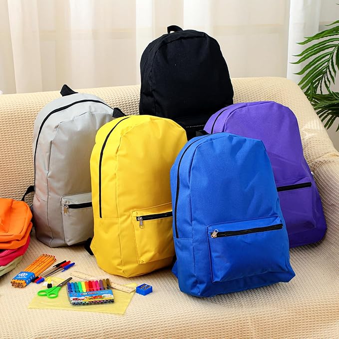 Silkfly 12 Pcs 17" Backpacks with 144 Pcs School Supplies Kits Includes Markers Scissors Rulers Sharpeners Ballpoint Pens Erasers Pencil Cases Pencils for Elementary Middle High School