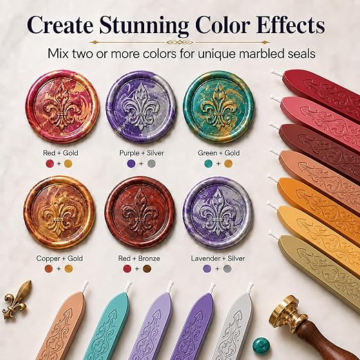 12 Pieces Sealing Wax Sticks with Wicks for Letter Seal Wax Stamp,Wedding Invitations, Packaging Decoration,Christmas Gift Ideas (Color)