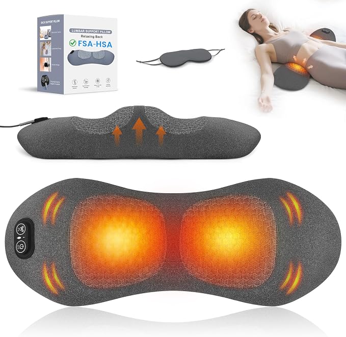 3 in 1 Lower Back Massager - Electric Lumbar with Heat, Vibration Massager, Airbag Traction,Lumbar Support Pillow for Lower Back Pain Relief,Deep Tissue Relaxation FSA Eligible/HSA Eligible