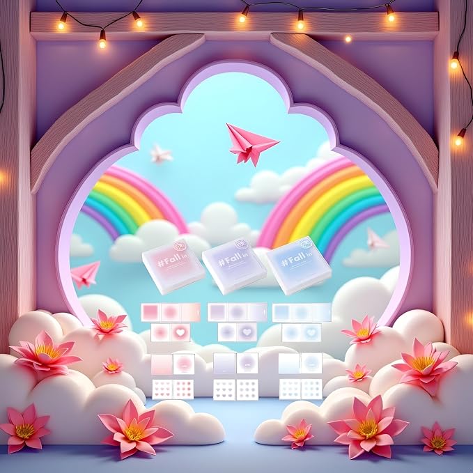 1 Box of Random Color Dreamy Gradient Colored Sticky Notes, Adhesive Mini Memo Pads, Holder for School Office Hospital,Self-Stick Aesthetic Notes,Kawaii Office Desk Supplies,Writing Pads