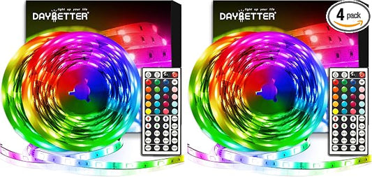DAYBETTER Led Strip Lights 32.8ft Kit with Remote and Power Supply Color Changing (Pack of 2)