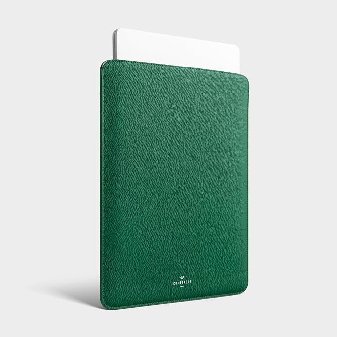 Comfyable Laptop Sleeve 14 Inch Precisely Compatible with MacBook Pro M5 M4 M3 M2 Pro/Max 2026-2021, Genuine Leather Cover Case, Leafy Green