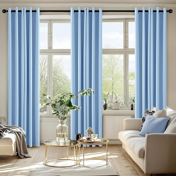 MIULEE Blackout Curtains for Bedroom Living Room 2 Panels, Thermal Insulated Room Darkening Drapes Grommet Noise Reducing Light Blocking Window Treatments 72 Inches Long 40x72 Inch Sky Blue