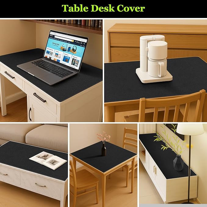 Warmstar Leather Table Cover 34 x 60 Inch, 1.8MM Thick PVC Table Protector Waterproof, Desk Cover Protector Non-Slip Desk Pad for Kitchen, Dresser, Gaming Desk,Dining Room Table