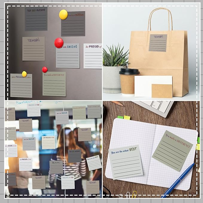 Yinder 24 Pcs Inspirational Sticky Notes Thank You Gift Motivational Sticky Note Pad Employee Appreciation Gift Bulk for Staff Coworker Teacher Nurse Office Groups 3 x 3'' (Appreciation,Neutral)