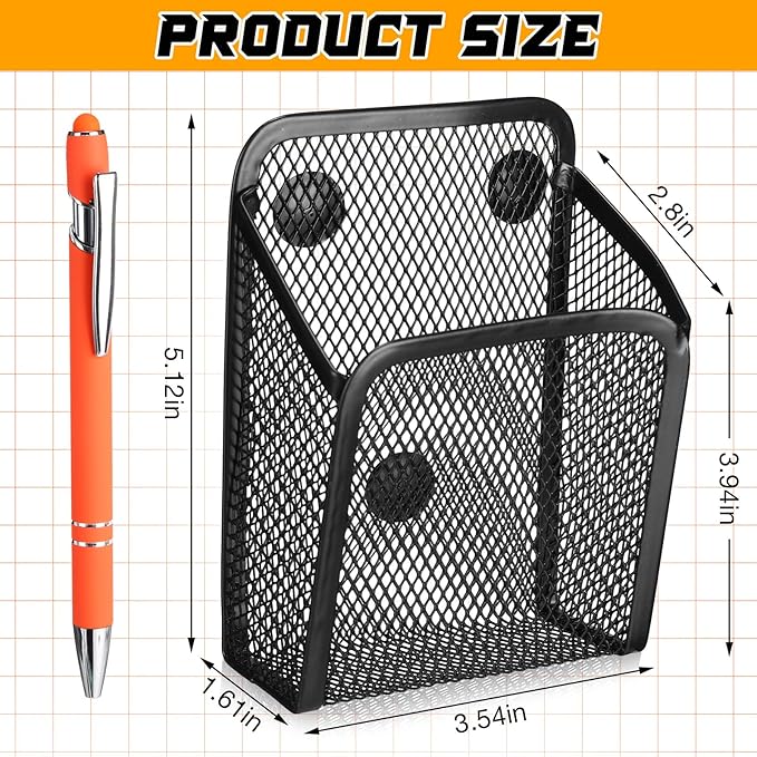 Yexiya Magnetic Pencil Holder Metal Magnetic Basket Mesh Pen Holder Black Desk Organizer for Work Whiteboard Refrigerator Locker Office Accessories(9 Pcs)