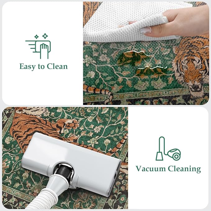 KIMODE Anti Fatigue Mats for Kitchen Floor 17"x47"+17"x29", Cushioned Tiger Kitchen Rugs Sets of 2, Padded Kitchen Floor Mats Non Slip, Comfort Standing Mats for Laundry Office Sink Desk Green
