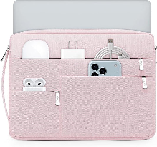 HYZUO 13.3-14 Inch Laptop Sleeve Bag for MacBook Pro 14 M5-M1 Pro/Max A3426 A3427 2026-2021, MacBook Air/Pro 13, 13.8-13.5 Surface Laptop/Book, NoteBook Case for 13" HP Dell Lenovo Asus, Pale Pink