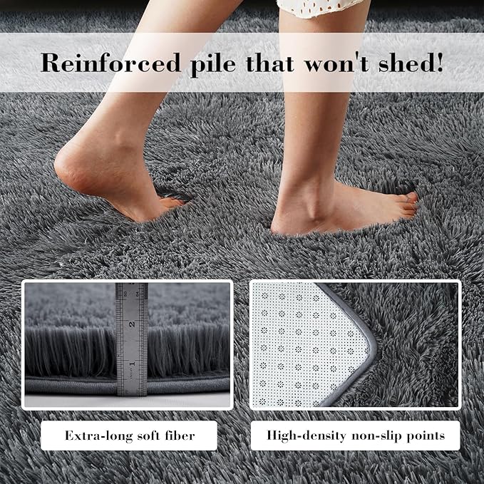 yongyangjuxin Soft Runner Rugs for Bedroom, Grey 2x8 Runners for Hallways Fluffy Rug Area Rug, Bedside Rug for Living Room Bedroom Room Home Decor