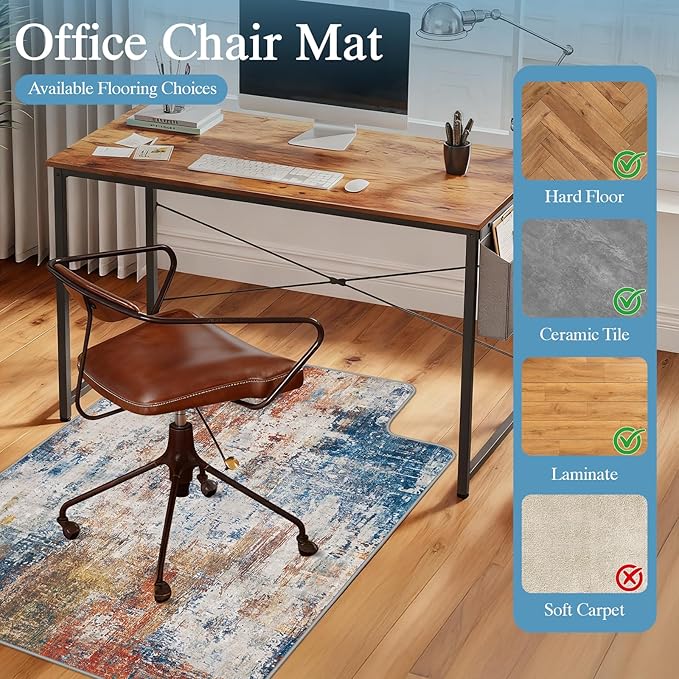 Office Chair Mat for Hardwood Floor & Tile Floor,48"X 60" Heavy Duty Desk Chair Mat for Hard Floors, Under Desk Rug for Rolling Computer Chair,Anti Slip,Low Pile Carpet Protector-Convex Multii