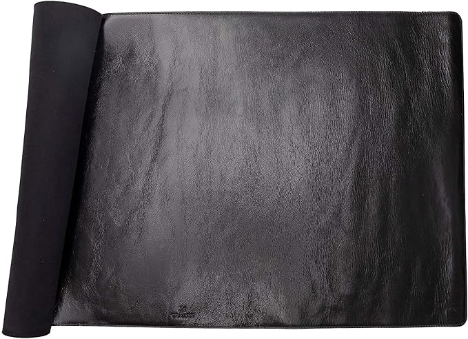 Venito Premium Leather Desk Mat (31.5 X 14.6 inch) - Medium Mouse Mat for Home Office Accessories (Rustic Black)