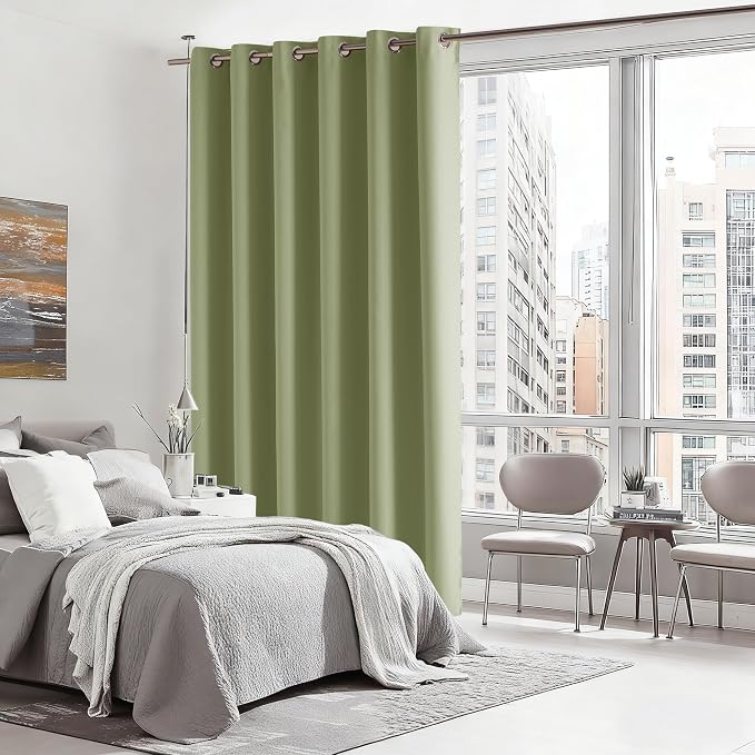 RYB HOME Blackout Thermal Insulated Curtains, Portable Curtain for Sliding Glass Door/Storage/Space Room Divider, Large Window Treatment Room Divider Panel, W80 x L84, Green, 1 Panel