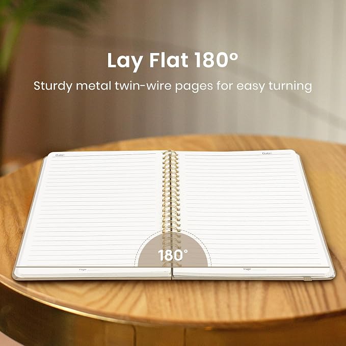 Taja Lined Spiral Journal Notebook for Women & Men, 140 Pages, College Ruled Hardcover Notebook for Work & Note Taking, Journals for Writing, A5(5.7" x 7.9") – Oat Brown