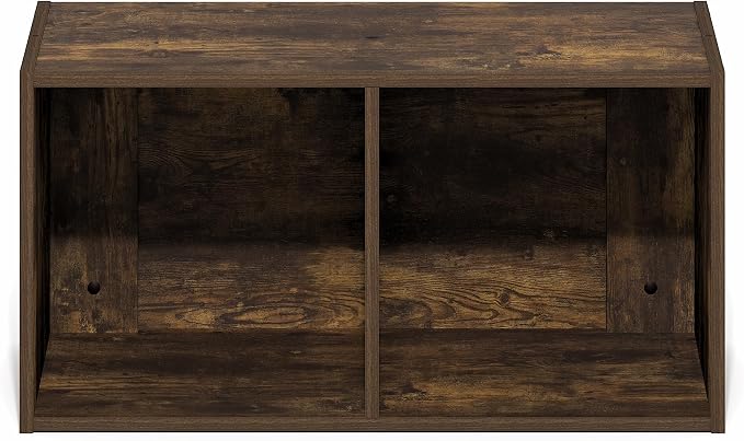 Furinno FANO 2-Cube Floating Shelves for Wall, Standing Bookshelf, Horizontal or Vertical, for Living Room, Study Room, Amber Pine