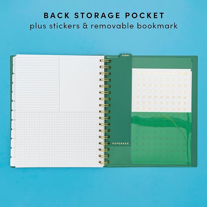 PAPERAGE Undated 12 Month Weekly & Monthly Planner with Durable Cover & Spiral Binding, 7.5 in x 9 in, Productivity Planner with Note Pages, Goals & Budget Trackers, Stickers & Bookmark (Slate)