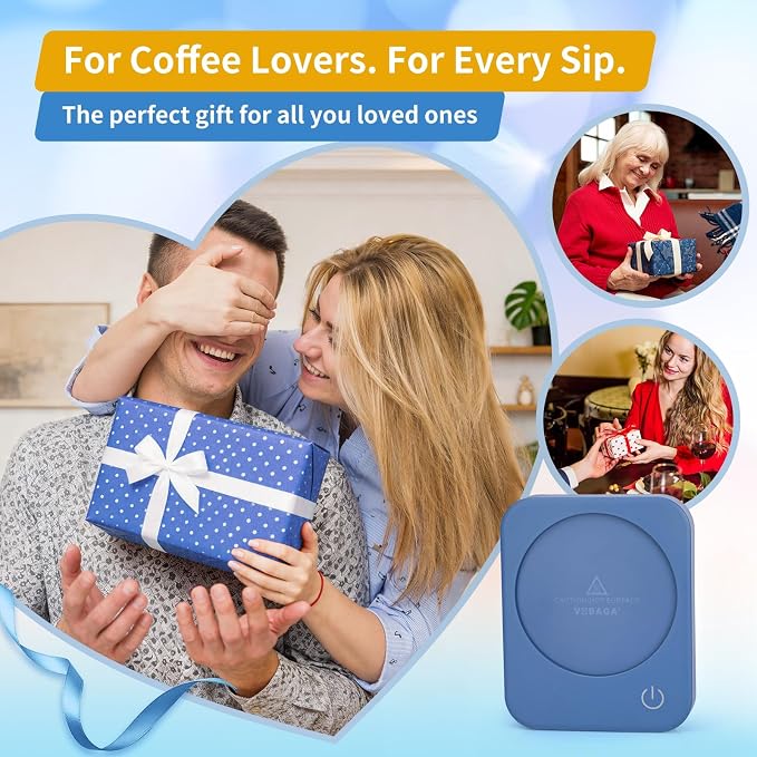 VOBAGA Coffee Mug Warmer for Desk with Auto Shut Off & 3-Temp Settings, Coffee Cup Warmer with Smart Safety Alert Home Office Accessory, Perfect for Coffee, Tea, Milk (No Mug)