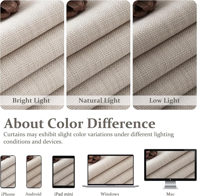 Greyish Beige Dual Layer Linen 102 Inch Long Curtains Panels of 2 for Sliding Glass Doors, Blackout Memory Shape Pinch Pleated Noise Reducing Thermal Ceiling Decorative Windows Drapes 8-1/2 FT Length