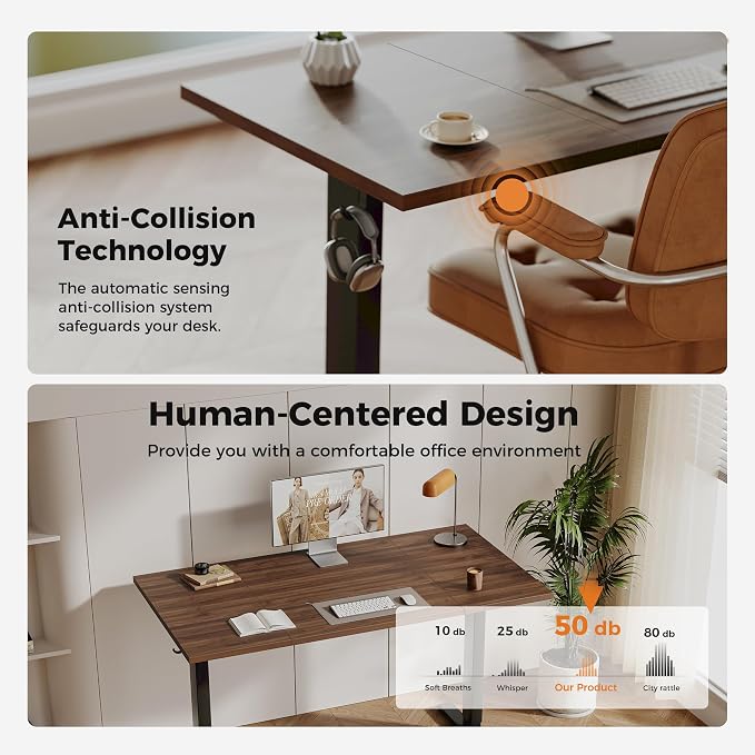 Agilestic Electric Standing Desk, 63 x 23.6 Inches, Dark Walnut