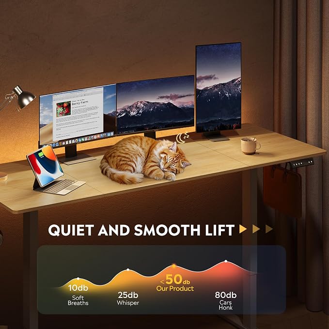 DEVAISE 71 Inch Standing Desk with Split Top, Ergonomic Computer Desk, Maple