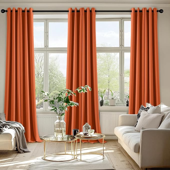 MIULEE Blackout Curtains for Bedroom Living Room 2 Panels, Thermal Insulated Room Darkening Drapes Grommet Noise Reducing Light Blocking Window Treatments 90 Inches Long 40x90 Inch Orange
