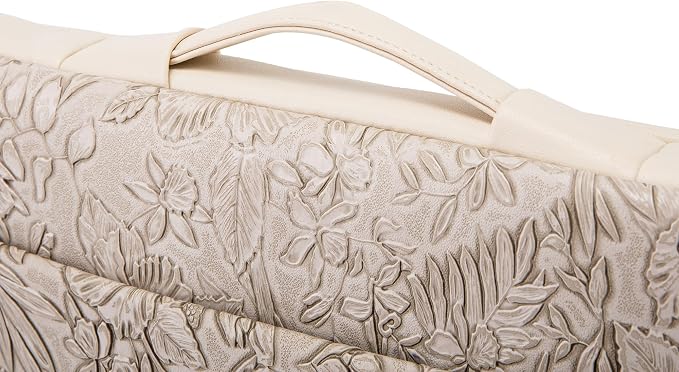 Kinmac Embossed PU Leather 360° Heavy Duty Protective Laptop Sleeve with Poacket (Apricot Flower, 14 inch-14.6 inch)