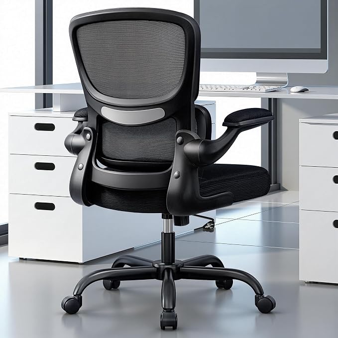 ALLGOD Ergonomic Office Chair, Breathable Mesh Ergonomic Desk Chair with Lumbar Support, Flip-up Armrests, Computer Chairs Comfortable for Home, Office, Work, Standard, 4 Pack
