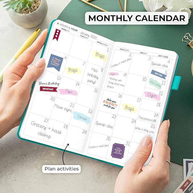 Clever Fox Pocket Planner Weekly – Undated Monthly Goal Planner and Calendar, Mini Planner Perfect for Purse, 3.7x6.7" (Turquoise)