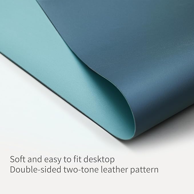 RENMTURE Double-Sided Two-Tone Faux Leather Desk mat Desktop Organization and Accessories Home and Office Large Mouse pad Game and Work (Blue/Green, 23.6" x 13.7")