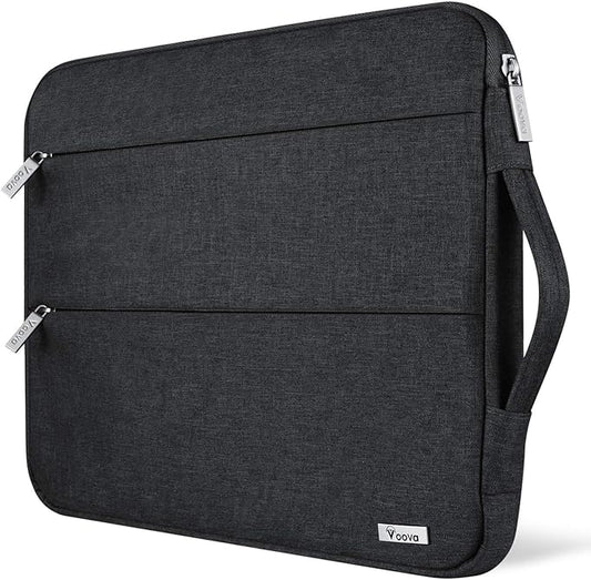 Voova 13 13.6 Inch Laptop Sleeve Case Compatible with MacBook Air 13 M1/M2/M3/M4 2020-2025, MacBook Pro 13/14, IPad Air/Pro 13, Waterproof Slim Computer Bag Cover with Handle, Black