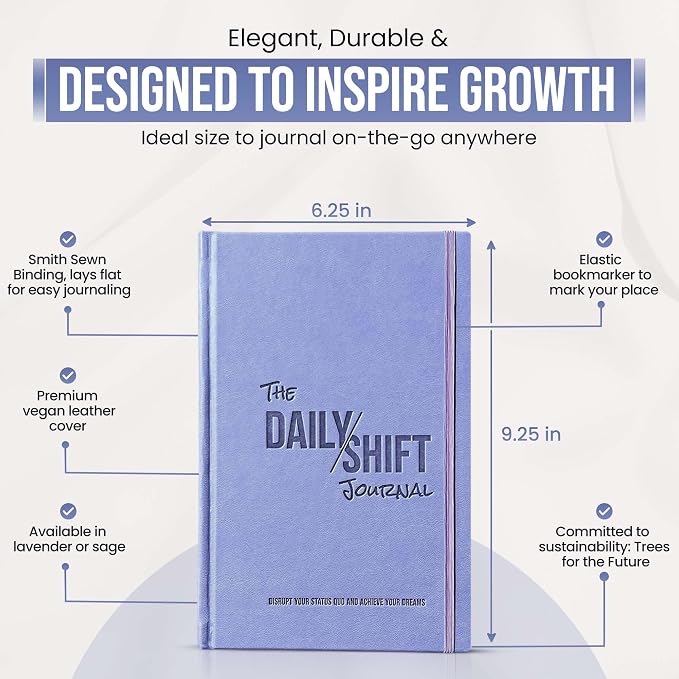The Behavior Shift Daily Shift Goal Journal - Guided Journal for Goals, Productivity, Mindfulness & Self Care - Wellness Planner with Prompts for Men & Women - 52 Week undated Progress Tracker(Purple)
