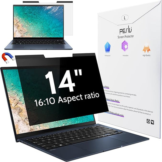 Magnetic Laptop Privacy Screen 14 inch for 16:10 Computer Monitor, 14" Removable Anti Glare Protector Blue Light Filter Shield Compatible with Lenovo Hp Dell Acer Asus Thinkpad Envy Xps