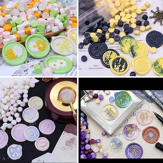 400Pcs Christmas Color Wax Seal Beads, 4 Colors Pine Green/Gold/Wine Red/Pearl White Wax Seal Kit for Stamp Seals, Decor for Envelope Letter Wedding Invitation(Christmas Color)