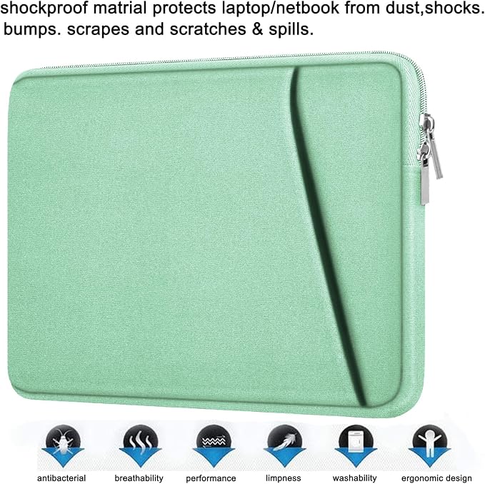 Askuko Laptop Case, Shockproof Protective Computer Sleeve Cover, Handbags Portable Laptop Bag for 15.6 inch HP Dell Asus Lenovo Notebook Computer with Front Pocket, Light Blue