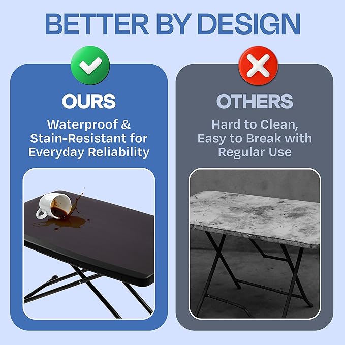 Lavish Home Portable Folding Tables - Lightweight Portable Folding Desk with Adjustable Height - Small Plastic Table for TV Tray, Playing Cards, and Craft Room (Single/Black/2.5 FT Wide)