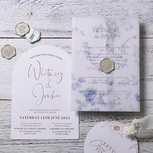UNIQOOO Wax Seal Stickers - Eucalyptus Wedding Invitation Envelope Seal Stickers, 50 Pcs Self- Adhesive Neutral Linen Warm Grey Stickers, Perfect for Invitation, Christmas, Gift Wrapping