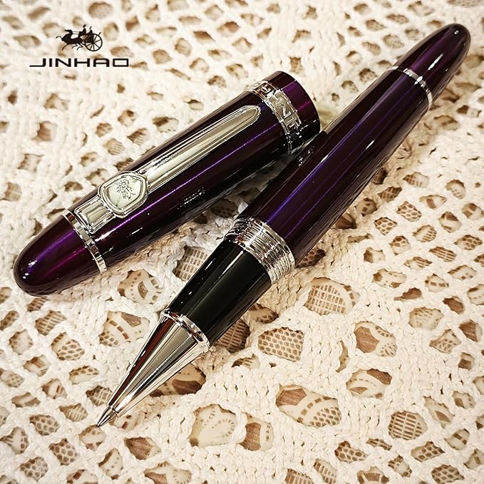 JH159 Rollerball and Ballpoint Pens (Purple+Silver Clip)
